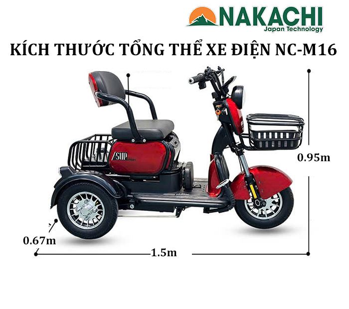 xe lăn điện 3 b&aacute;nh nakachi NC-M16