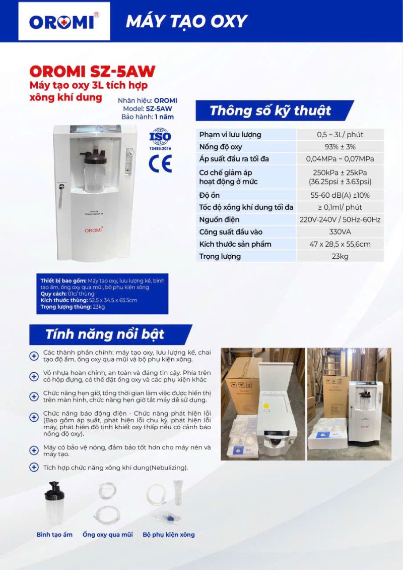 m&aacute;y tạo oxy 3 l&iacute;t oromi SZ-3AW
