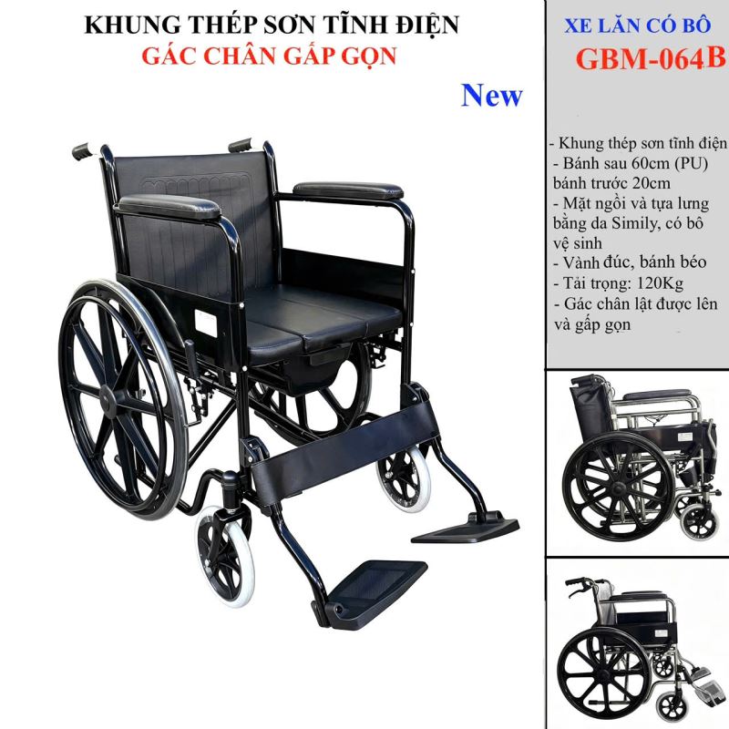 xe lăn cho người gia c&oacute; b&ocirc; GBM-064B