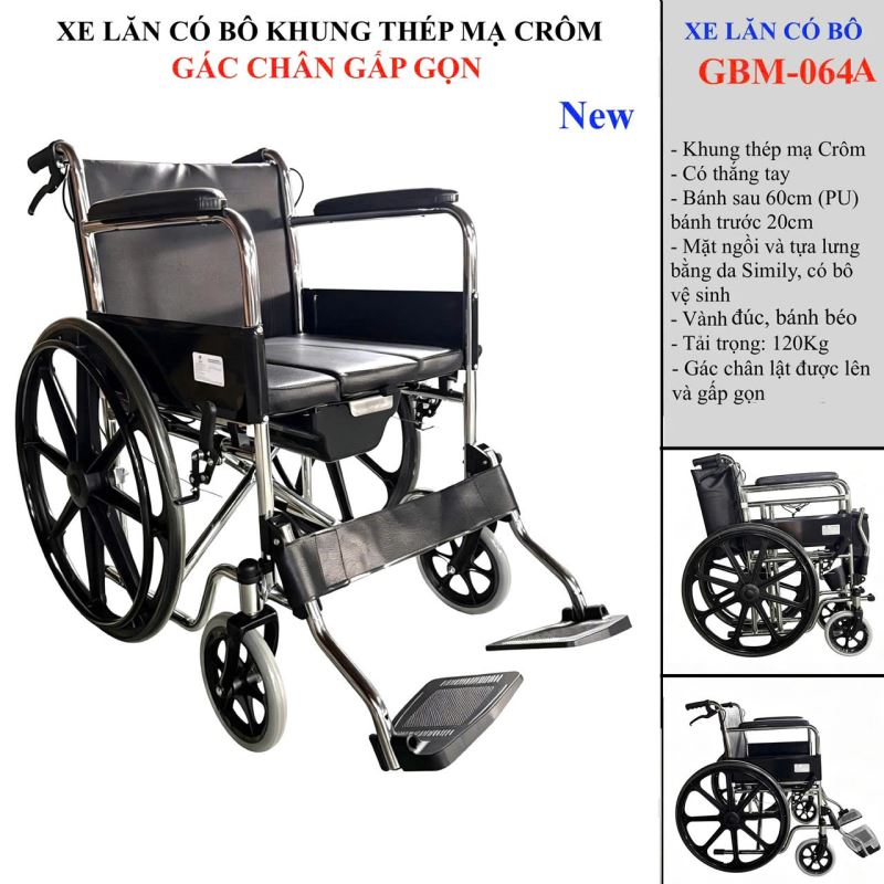 Xe lăn c&oacute; b&ocirc; GBM-064A