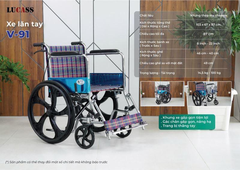 xe lăn gấp gọn lucass V91