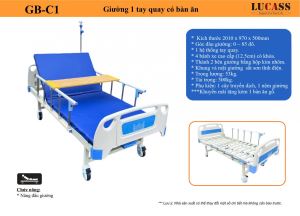 Giường Bệnh 1 Tay Quay Lucass GB-C1